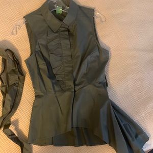 Bebe size 2 olive green dressy sleeveless blouse